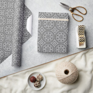 Papier Cadeau Carré noir et blanc Mandala