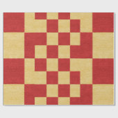 Papier Cadeau Carré Or Et Rouge (Plat)