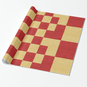 Papier Cadeau Carré Or Et Rouge