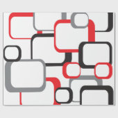 Papier Cadeau Carré rétro rouge noir gris blanc Motif (Plat)