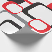 Papier Cadeau Carré rétro rouge noir gris blanc Motif (Coin)