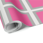 Papier Cadeau Carré rose et argent (Coin rond)