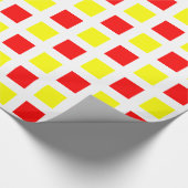 Papier Cadeau Carré - Rouge et Jaune sur Blanc (Coin)