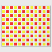 Papier Cadeau Carré - Rouge et Jaune sur Blanc (Plat)