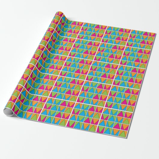 Papier Cadeau Carré Triangle Géométrique Coloré (Déroulé)