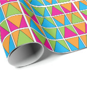 Papier Cadeau Carré Triangle Géométrique Coloré (Coin rond)