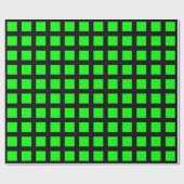 Papier Cadeau Carré - Vert sur Noir (Plat)