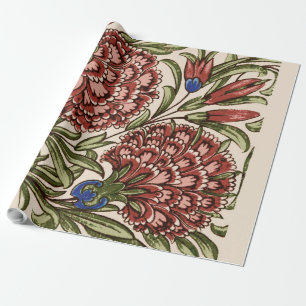 Papier Cadeau Carreau de fleur d'œillet Art antique rustique De 