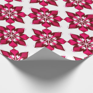 Papier Cadeau ❄ Carreau de neige géométrique rose Hiver ❄