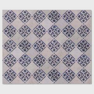 Papier Cadeau Carreau hollandais antique Delft bleu blanc