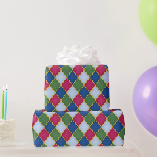 Papier Cadeau Carreau marocain bleu (Cadeaux de fête)