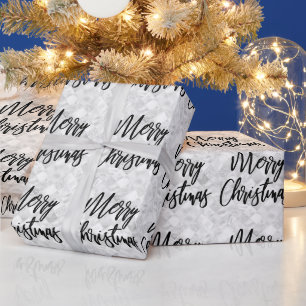 Papier Cadeau Carreau Miroir Glam Blanc Écriture Joyeux Noël