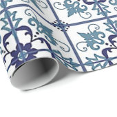 Papier Cadeau Carreaux bleus (Coin rond)