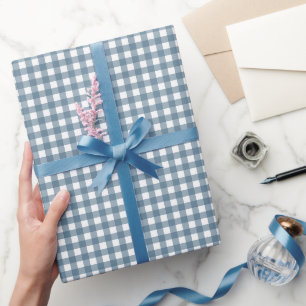 Papier Cadeau Carreaux bleus blancs mignons 