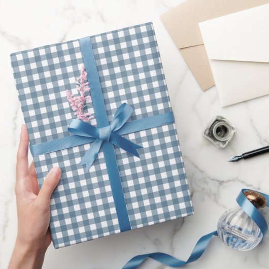 Papier Cadeau Carreaux bleus blancs mignons  (Cadeaux)