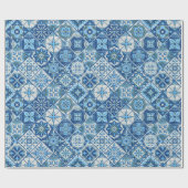 Papier Cadeau Carreaux bleus traditionnels (Plat)