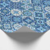 Papier Cadeau Carreaux bleus traditionnels (Coin)