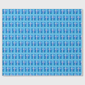 Papier Cadeau Carreaux de croix texturés bleus - (Plat)