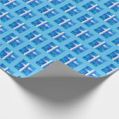 Papier Cadeau Carreaux de croix texturés bleus - (Coin)