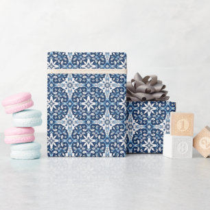 Papier Cadeau Carreaux de faïence portugais modernes Azulejos bl