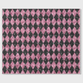 Papier Cadeau Carreaux de Parties scintillant rose et noir Papie (Plat)