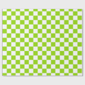 Papier Cadeau Carreaux de tableau blanc et vert citron (Plat)