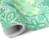 Papier Cadeau Carreaux décorés en vert et blanc (Coin rond)