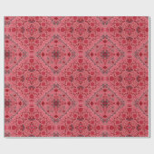 Papier Cadeau Carreaux floraux en rouge et pastèque rose (Plat)