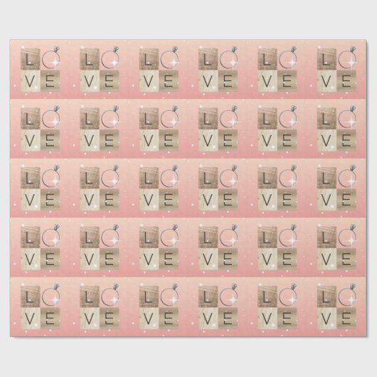 Papier Cadeau Carreaux L-o-v-e (Plat)