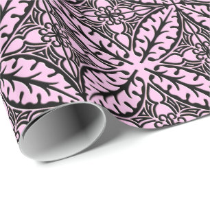 Papier Cadeau Carreaux marocains - rose glace et noir