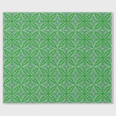 Papier Cadeau Carreaux marocains - vert émeraude et blanc (Plat)