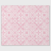 Papier Cadeau Carreaux ornés en rose (Plat)