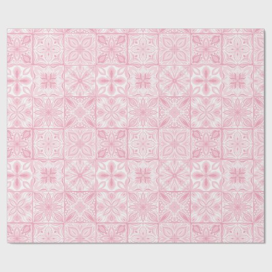 Papier Cadeau Carreaux ornés en rose (Plat)