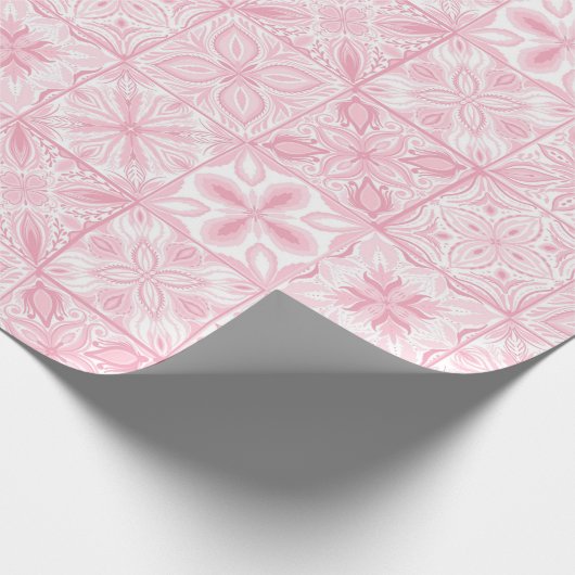 Papier Cadeau Carreaux ornés en rose (Coin)