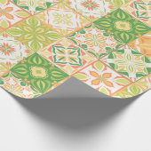 Papier Cadeau Carreaux ornés en vert et jaune (Coin)