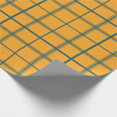 Papier Cadeau Carreaux sarcelle et moutarde (Coin)