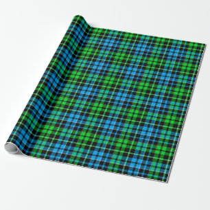 Papier Cadeau Carreaux Tartan Bleu Et Vert Noir