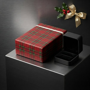 Papier Cadeau Carreaux Tartan Rouge Classique
