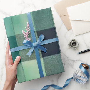 Papier Cadeau Carreaux Vert Forêt Moderne : Tartan Minimaliste É
