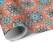 Papier Cadeau Carrelage arabe, motif patchwork vintage. (Coin rond)