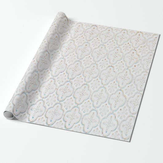 Papier Cadeau Carrelage baroque blanc (Déroulé)