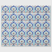 Papier Cadeau Carrelage bleu turkmène iznik (Plat)
