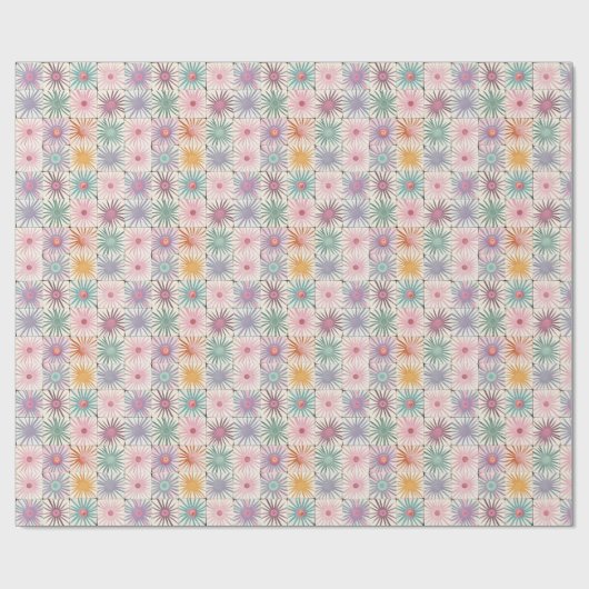 Papier Cadeau Carrelage Boho du Moyen-siècle Motif avec Pastel S (Plat)