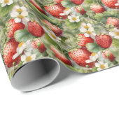 Papier Cadeau carrelage de fraise à l'eau mignonne motif (Coin rond)
