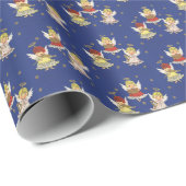 Papier Cadeau carrelage de Noël Ange rétro festif (Coin rond)