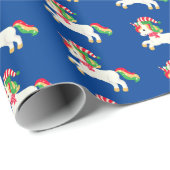 Papier Cadeau carrelage de Noël carrelé Unicorn papier d'envelop (Coin rond)