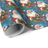 Papier Cadeau carrelage de Noël rétro Père Noël (Coin rond)