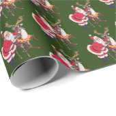 Papier Cadeau carrelage de rennes de Père Noël rétro (Coin rond)