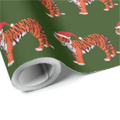 Papier Cadeau Carrelage de tigre de la jungle de Noël (Coin rond)
