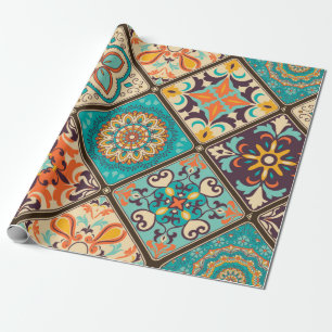 Papier Cadeau Carrelage en mosaïque colorée avec Islam, Arabi